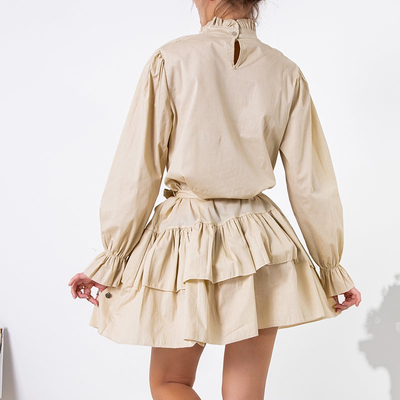 Női bézs ruha sallangokkal - Ruházat