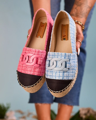 Royalfashion Női kockás espadrilles rózsaszínben Dempik