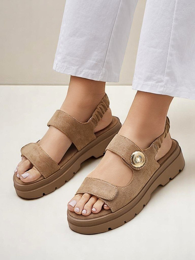 Royalfashion Callisto női barna ökológiai bőr platform szandál