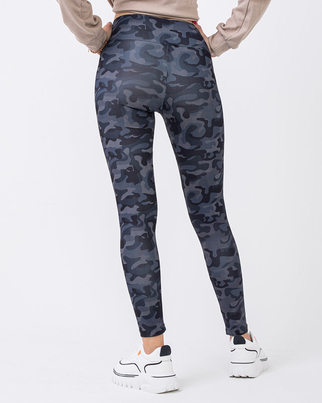 Mintás női sötétszürke magas derekú leggings - Ruházat
