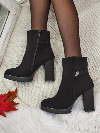 Zavrina női öko velúr bokacsizma vastag sarokkal