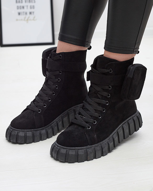 Női csizma tasakkal, fekete színben Sauups- Footwear