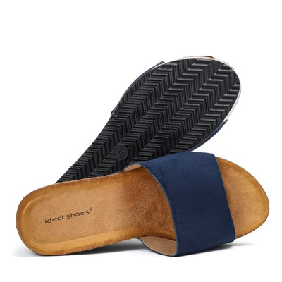 Granatowe klapki na koturnie Morina - Obuwie