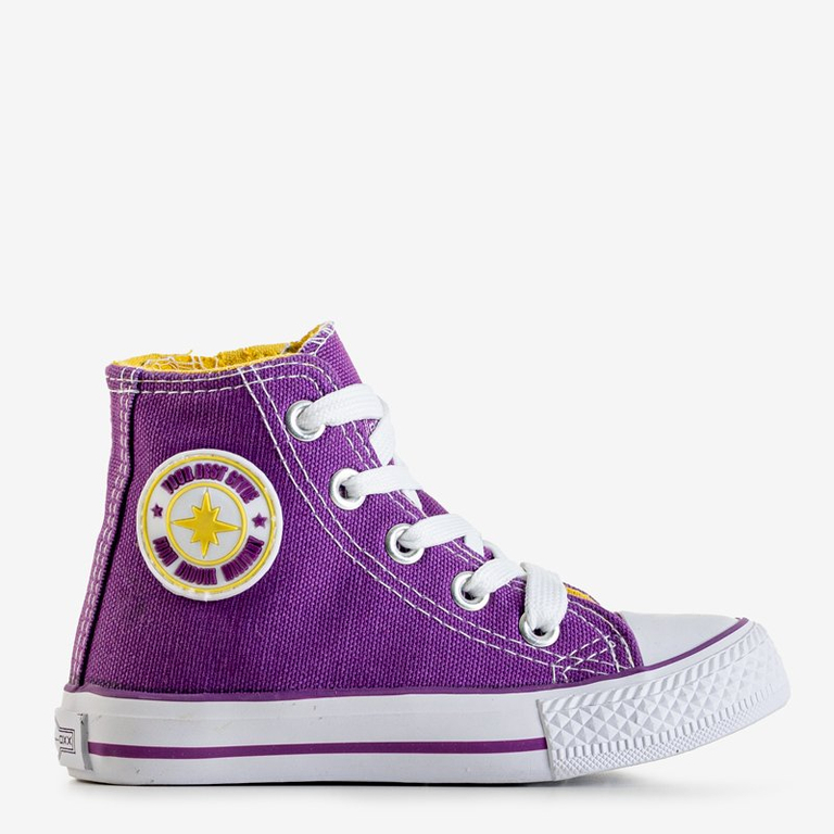 Ibolya színű gyermekcipők Alvari kitűzővel - Lábbeli