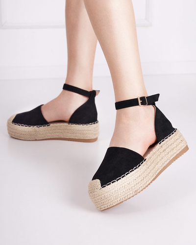 OUTLET Fekete női szandál a'la espadrilles Olikar platformon - Cipők