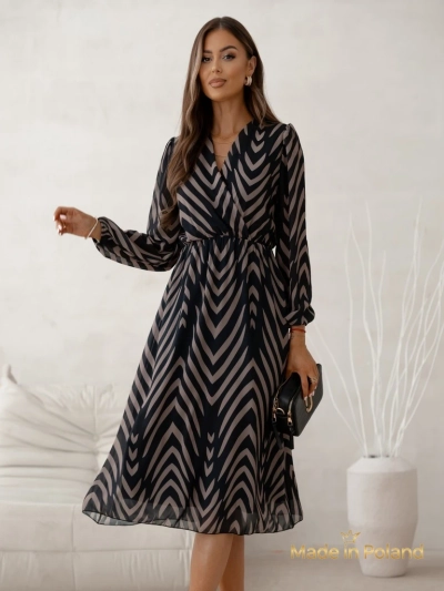 Sukienka damska Midi z printem Eleganza Stripes