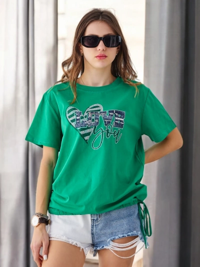 Royalfashion Női pamut póló LOVE kövekkel