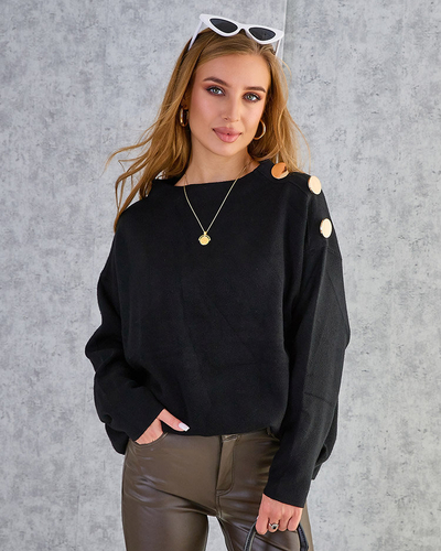 Royalfashion Vékony női pulóver válldíszítéssel