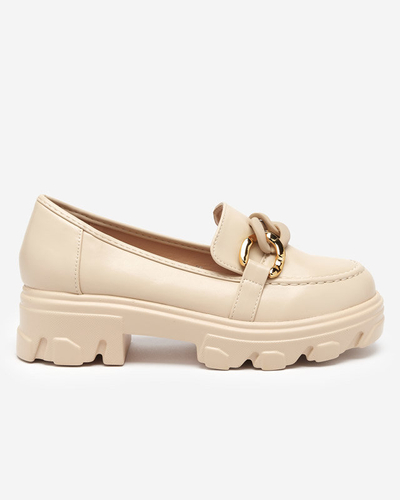 Bézs női cipő vastag talppal, Simero díszítéssel - Lábbeli