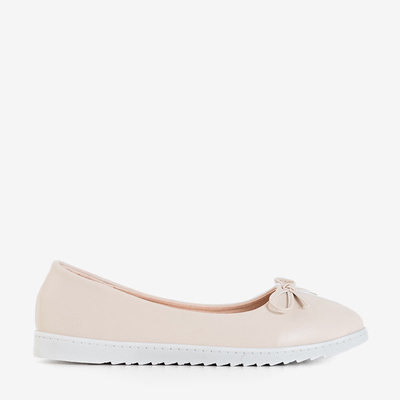 Bézs színű női balerinák Flonen íjjal - Cipők