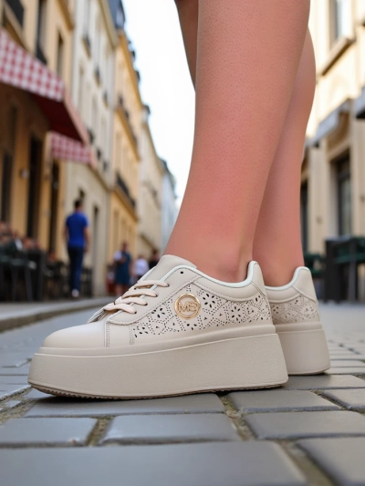 Aurelia Bézs Platform Sneakers Royalfashion Öko Bőr