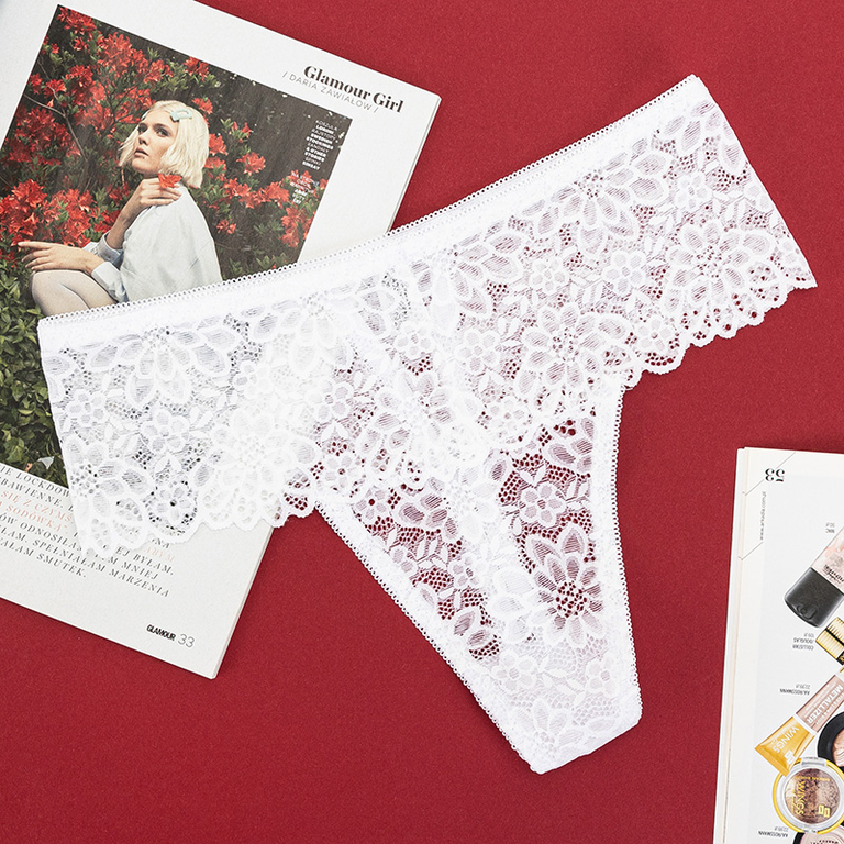 Női fehér csipke tanga - Fehérnemű