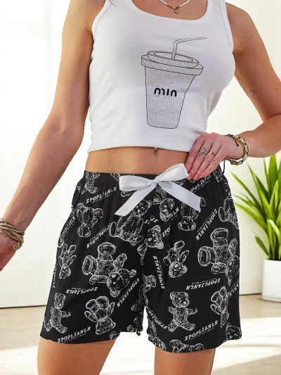 Royalfashion Pamut női rövidnadrág medvékkel