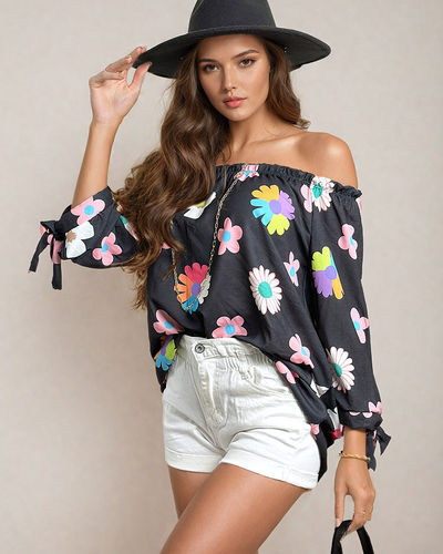 Royalfashion Női blúz a'la spanyol blúz virágokkal