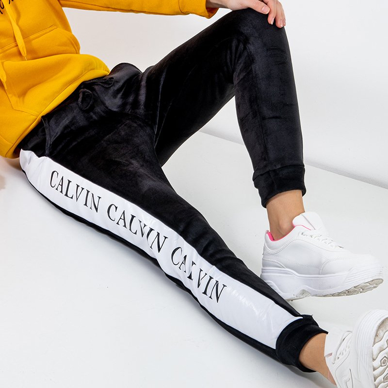 Női fekete szigetelt csíkos tréningnadrág - Ruházat