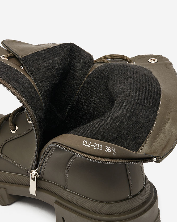 Royalfashion Női fűzős csizma khaki színben Cefitity