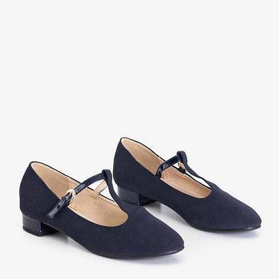 OUTLET Női sötétkék balerinák Virágok - Cipők