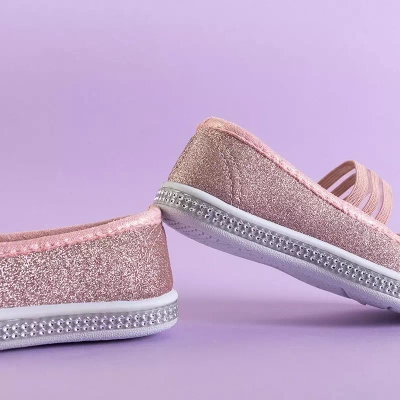 OUTLET Gyerek rózsaszín brokát balerina masnival Tryfonia - Cipők