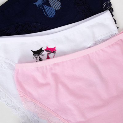 Női színes nadrág csipkével és nyomtatással 3 / csomag - Fehérnemű