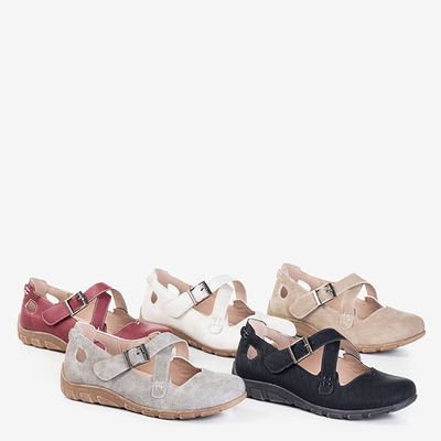 Jasnoszare damskie półbuty zapinane na rzepy Grazena - Obuwie