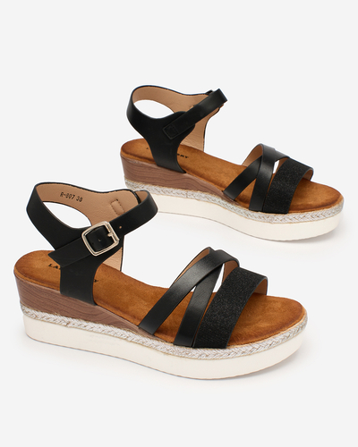 Royalfashion Classic Black Női Lady BlackWhite szandál