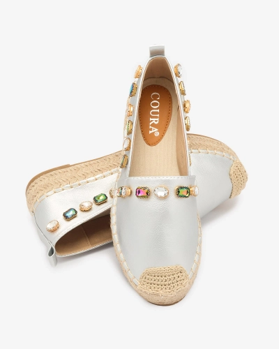 Női ezüst espadrilles kristályokkal Ziennie - Lábbeli