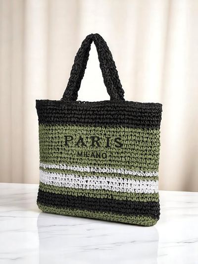 Royalfashion Nagy szalmatáska nőknek, Párizsi Csíkos