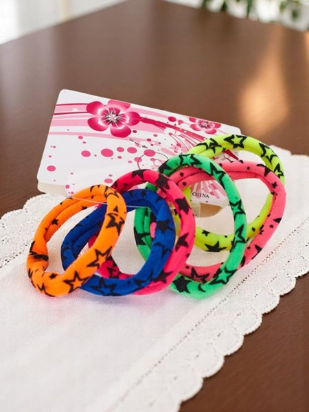 Royalfashion 6 darabos, színes Starina hajgumi szett csillagokkal