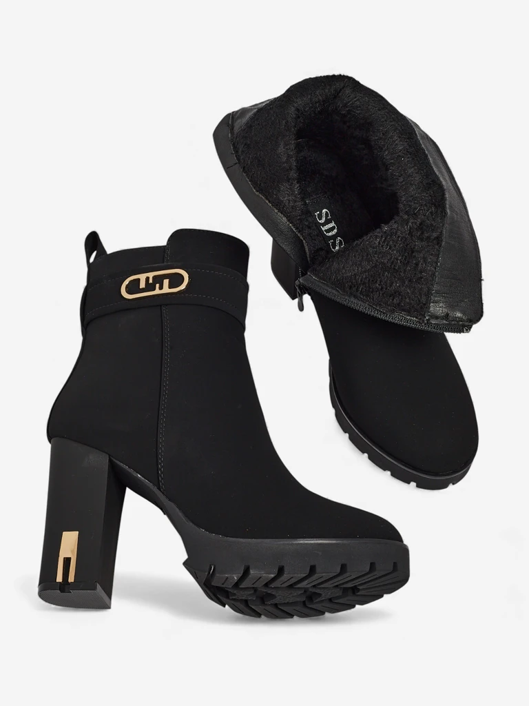 Tovia női öko velúr bokacsizma vastag sarokkal