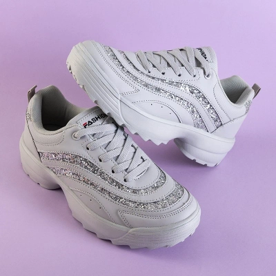 OUTLET Világosszürke női sportcipő csillogással Undine - Lábbeli