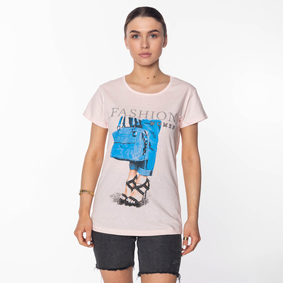 Púderes női póló FASHION-Clothing mintával