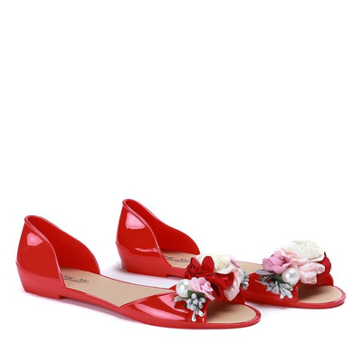 Czerwone meliski z ozdobą Meliene - Obuwie