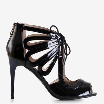 Fekete lakatos szandál magas sarkú Dolche - cipő