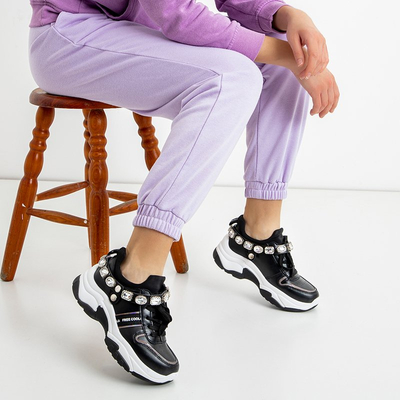 OUTLET Fekete női sportcipő köbös cirkóniákkal Frewan - Lábbeli