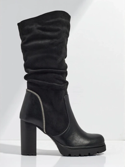 Női öko velúr bokacsizma ráncolt felsőrésszel Elyndra