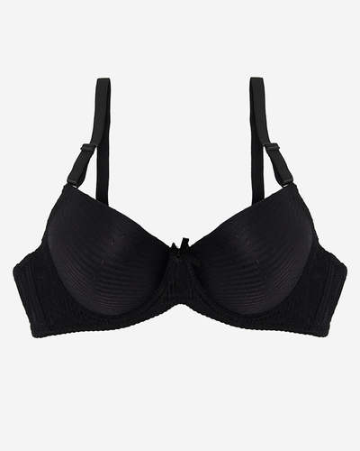Fekete mintás női push-up melltartó - fehérnemű