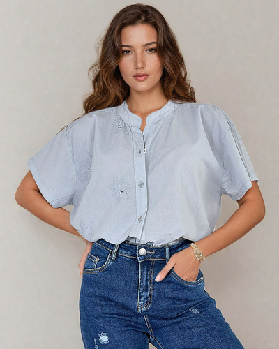 Royalfashion Női oversize hímzett ing
