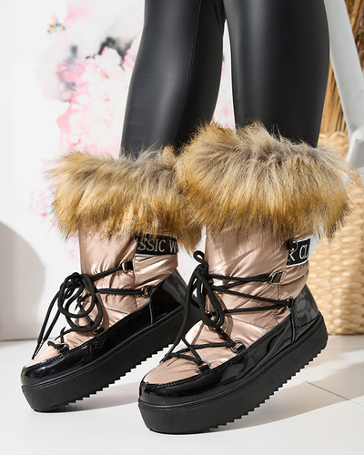 Női lakkozott hócsizma arany-rózsaszín színben Fursav- Footwear