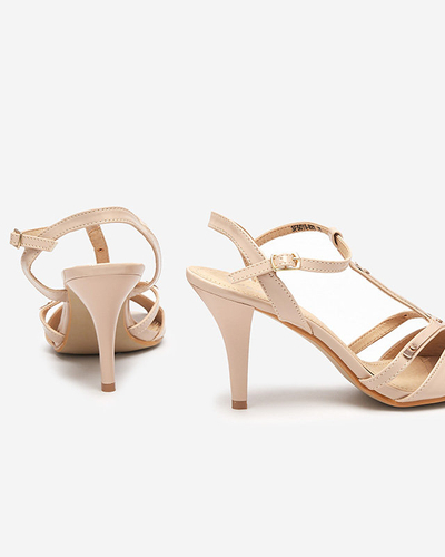 OUTLET Női bézs lakkozott szandál magas sarkú Netisa - lábbeli