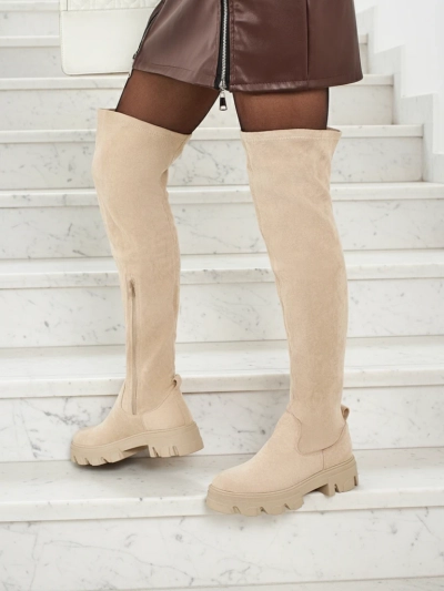Női térd fölé érő öko velúr csizma Maelin