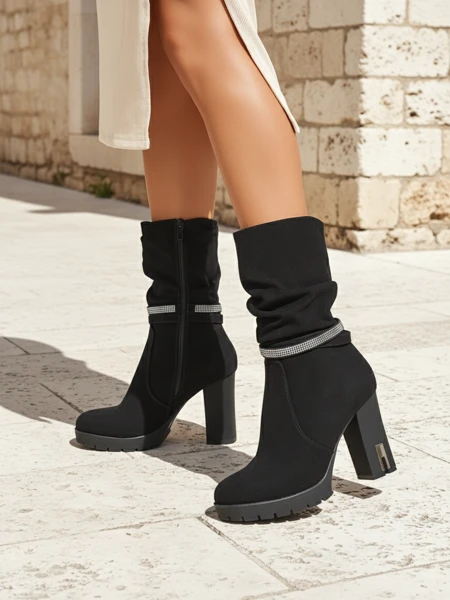 Matt női bokacsizma vastag sarokkal Ashen Bloom