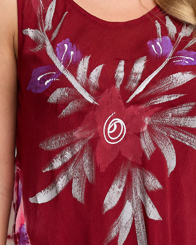 Női barna mintás köpeny virágos ruhával - Ruházat