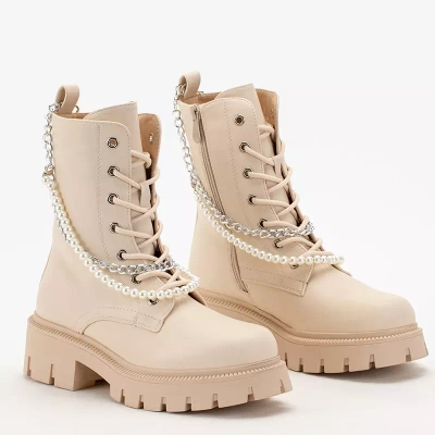 OUTLET Krémes női táskák lánccal és gyöngyökkel Agiva - Lábbeli