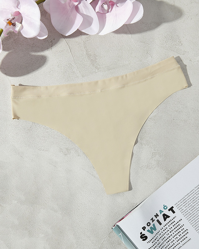 Bézs női lézervágott tangabugyi - Fehérnemű