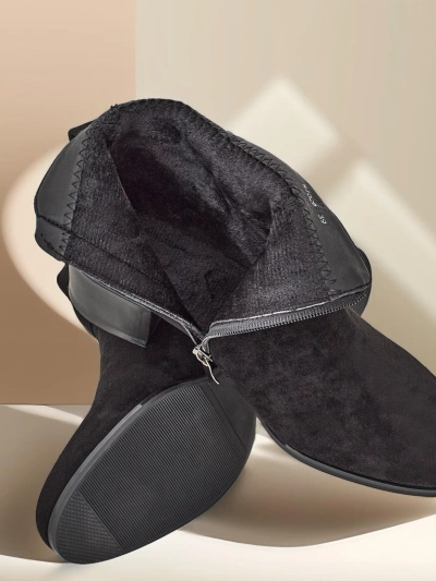 Elegante Nero műbőr bokacsizma