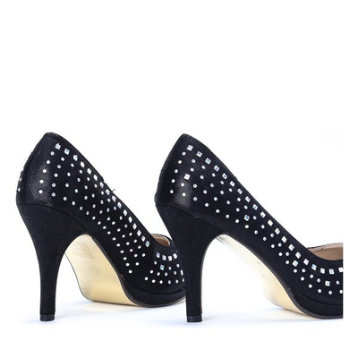 Czarne szpilki z cyrkoniami Asja - Obuwie