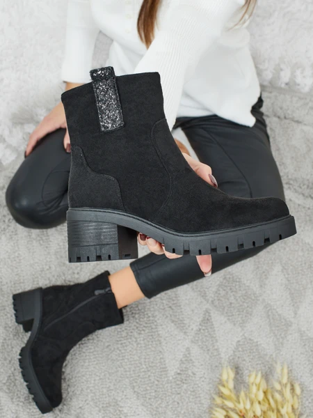 Női öko velúr bokacsizma vastag sarokkal Maelis