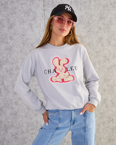 Royalfashion Női pamut vékony nyomtatott pulóver