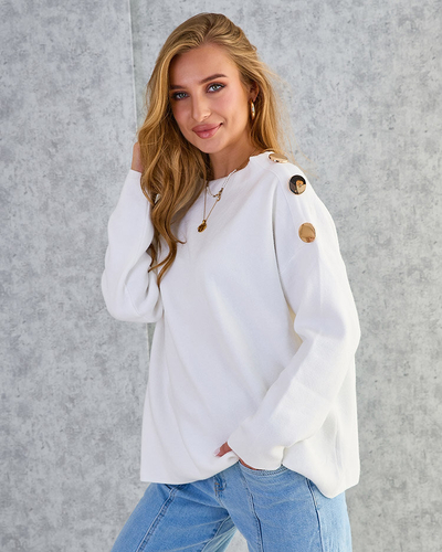 Royalfashion Vékony női pulóver válldíszítéssel