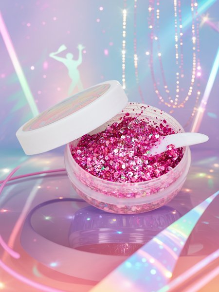 Csillámos zselé arcdíszítéshez rózsaszín színben